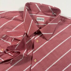 Zanetti Made In Italy Mens Size 48IT/~US L Striped Button Down Shirt Long Sleeve